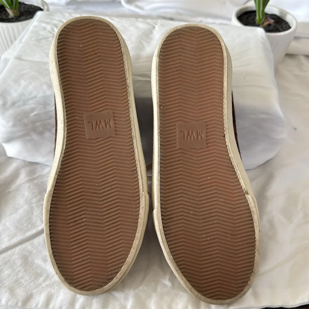 Madewell Sidewalk Low Top Sneakers Painted Leopard Colorblock Calf Hair Size 6.5 - Picture 4 of 5